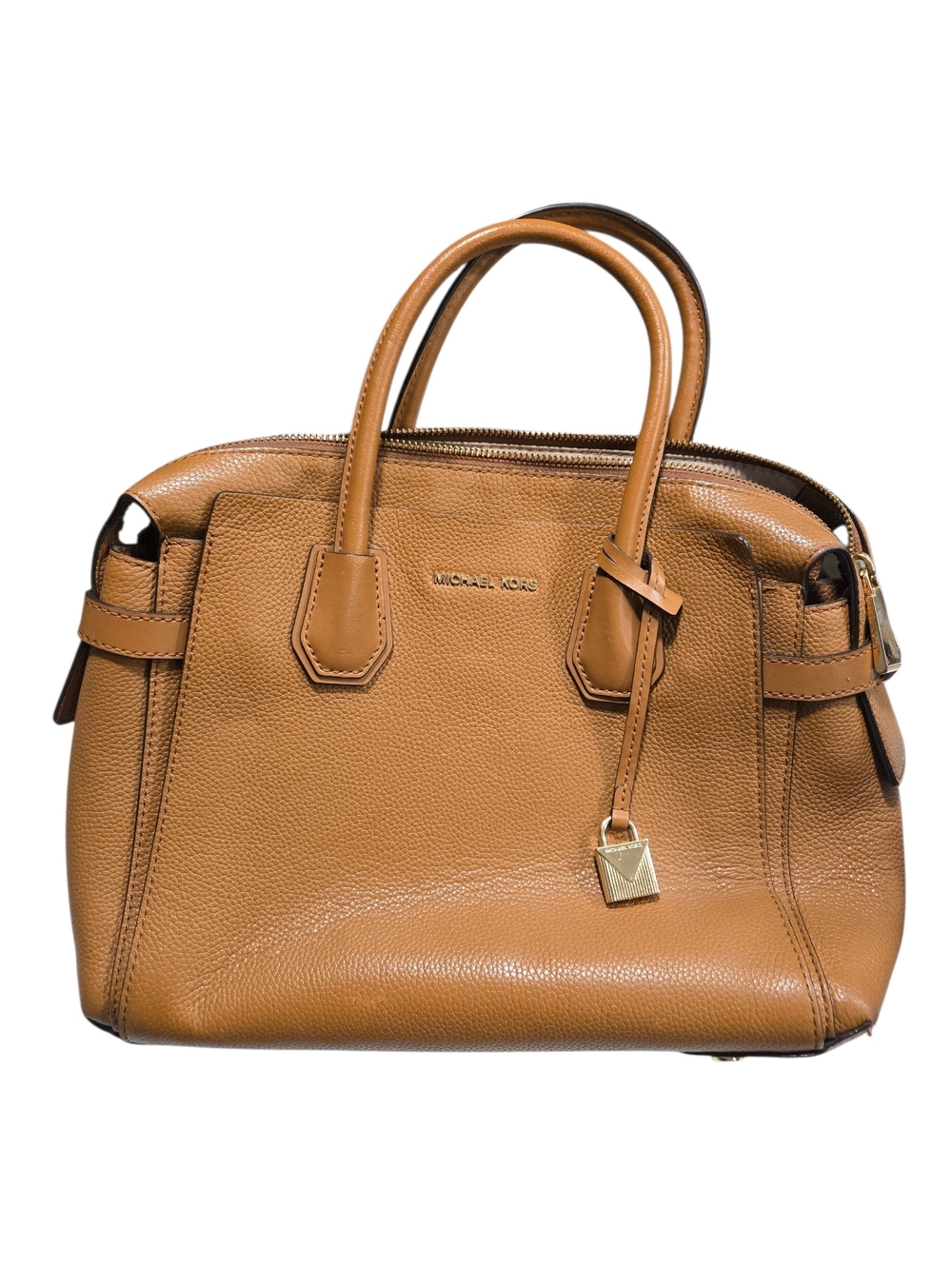 Michael Kors Cognac Leather Satchel with Gold Accent